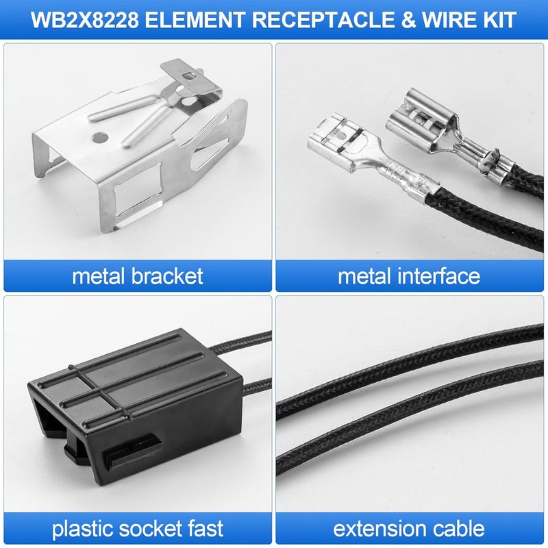 Catilon WB2X8228 Element Receptacle and Wire Kit, Compatible with GE Electric Ranges Electric Stove Burners Parts, Replaces AP2013499 PS242972 250535 - Image 2